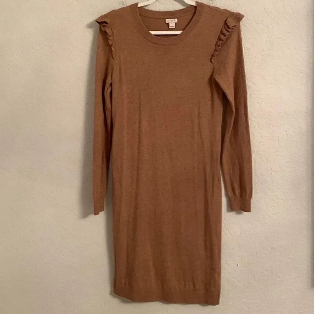 J.Crew Ruffle Wool Blend Pencil Sweater Dress Size S